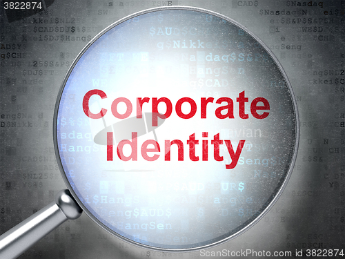 Image of Finance concept: Corporate Identity with optical glass