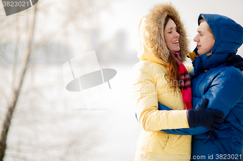 Image of Couple in winter forest