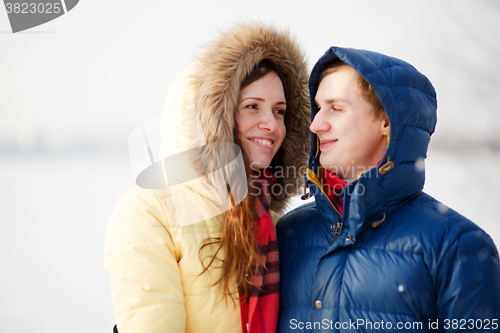 Image of Couple in winter forest