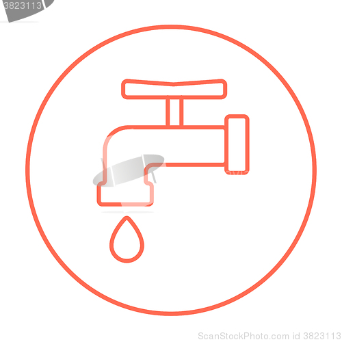 Image of Faucet with water drop line icon.