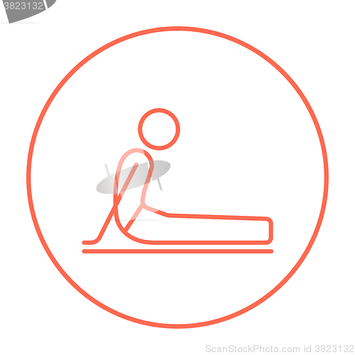 Image of Man practicing yoga line icon.