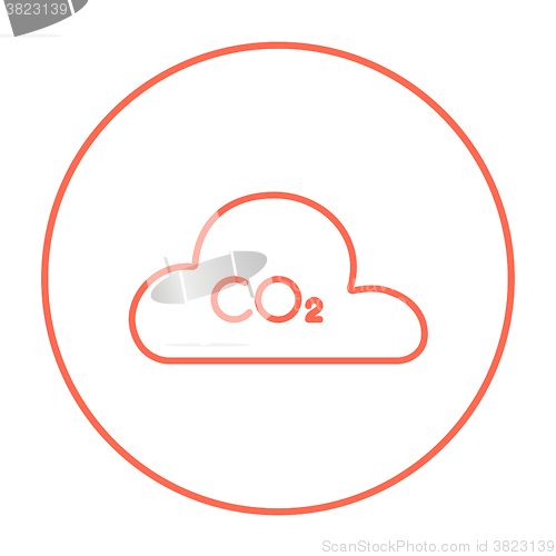 Image of CO2 sign in cloud line icon.