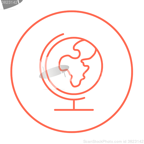 Image of World globe on stand line icon.