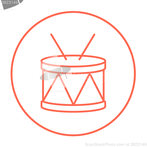 Image of Drum with sticks line icon.