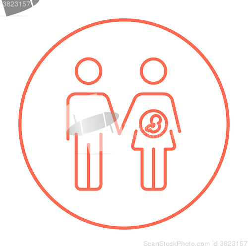 Image of Husband with pregnant wife line icon.