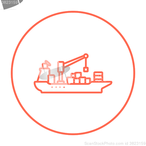 Image of Cargo container ship line icon.