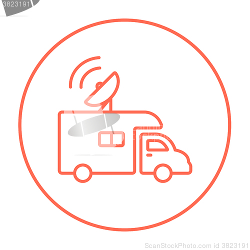 Image of Broadcasting van  line icon.