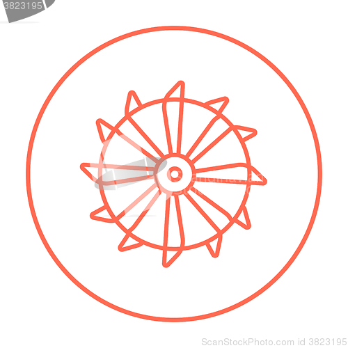 Image of Rotating cutting drum of coal machine line icon.