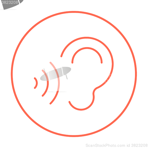 Image of Ear and sound waves line icon.