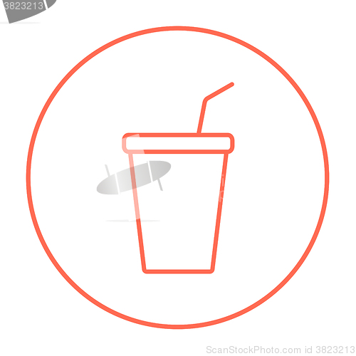 Image of Disposable cup with drinking straw line icon.