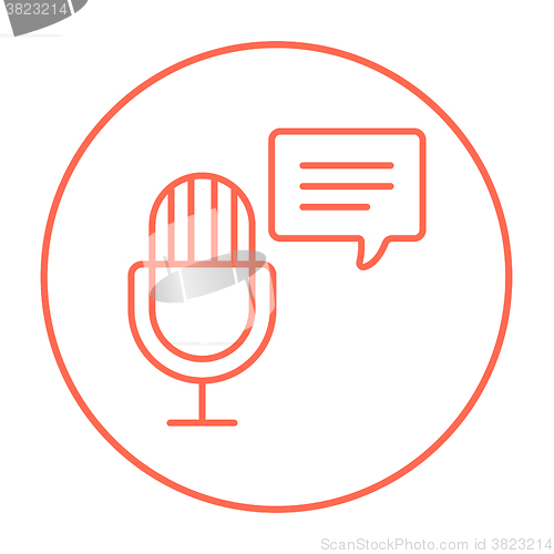 Image of Microphone with speech square line icon.