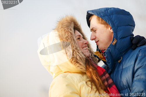 Image of Couple in winter forest