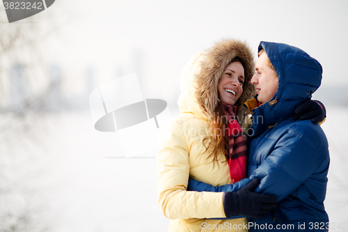 Image of Couple in winter forest