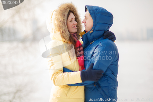 Image of Couple in winter forest