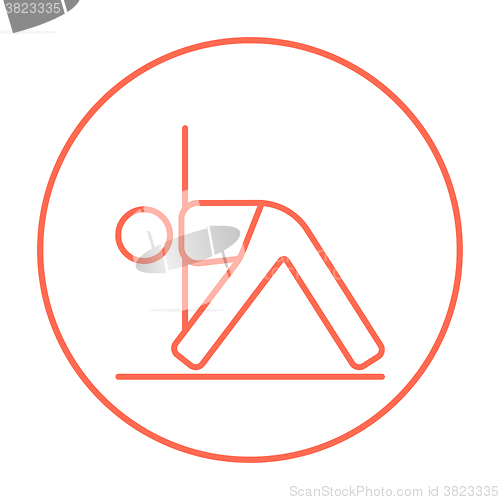 Image of Man practicing yoga line icon.