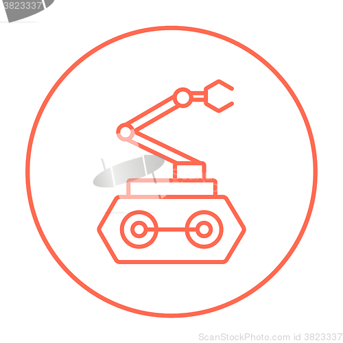 Image of Industrial mechanical robot arm line icon.