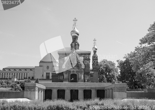Image of Black and white Russian Chapel in Darmstadt