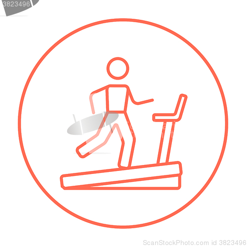 Image of Man running on treadmill line icon.