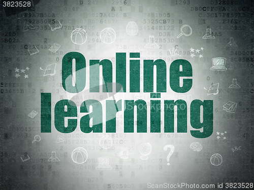 Image of Studying concept: Online Learning on Digital Paper background