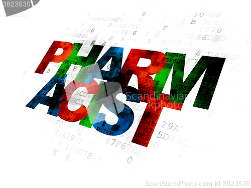 Image of Medicine concept: Pharmacist on Digital background