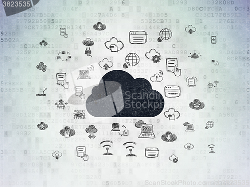 Image of Cloud networking concept: Cloud on Digital Paper background