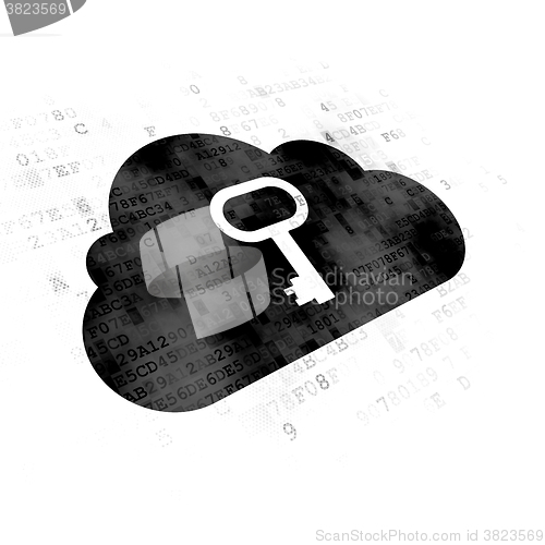 Image of Cloud computing concept: Cloud With Key on Digital background
