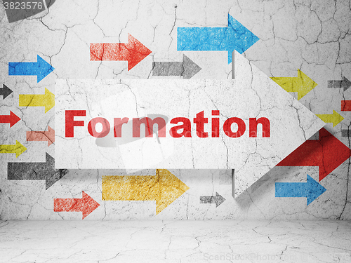 Image of Learning concept: arrow with Formation on grunge wall background