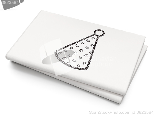 Image of Entertainment, concept: Party Hat on Blank Newspaper background