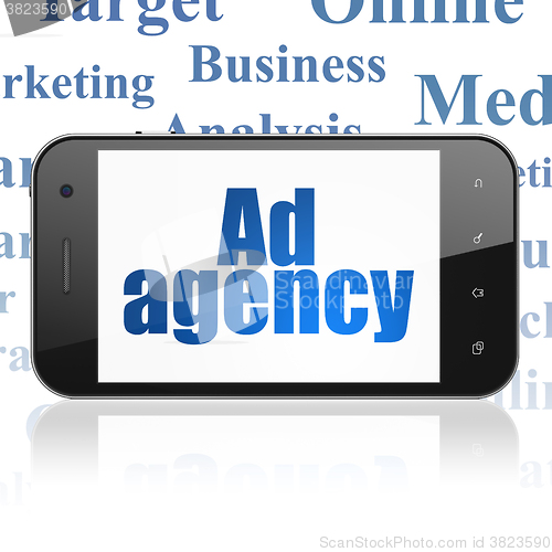 Image of Marketing concept: Smartphone with Ad Agency on display