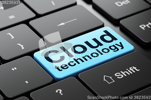 Image of Cloud networking concept: Cloud Technology on computer keyboard background