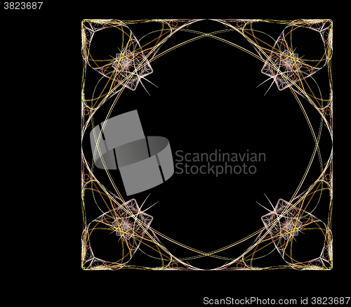 Image of Fractal images : beautiful pattern frame on black background.
