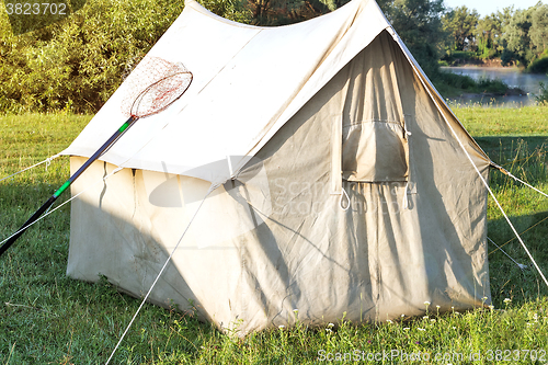 Image of The tent from a canvas for fishing and tourism. Legacy sample.