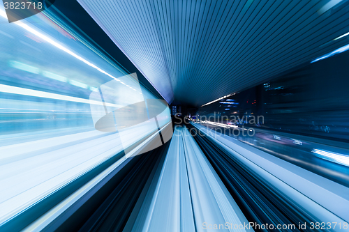 Image of Speedy train moving in tunnel