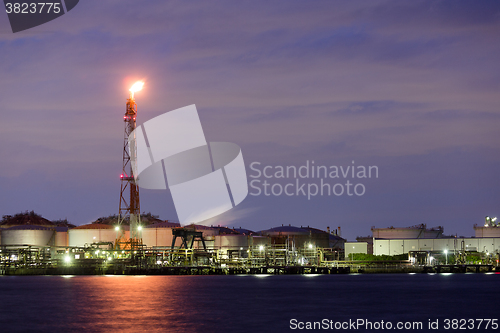 Image of Seaside Industrial factory at night