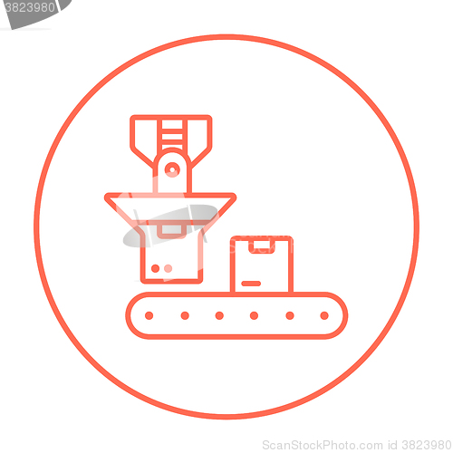 Image of Robotic packaging line icon.