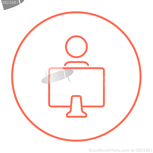 Image of Online education line icon.