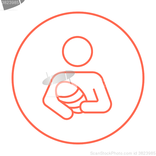 Image of Woman holding baby line icon.