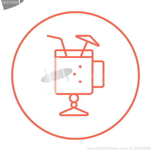 Image of Glass with drinking straw and umbrella line icon.