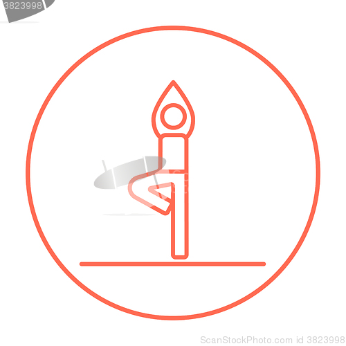 Image of Man practicing yoga line icon.