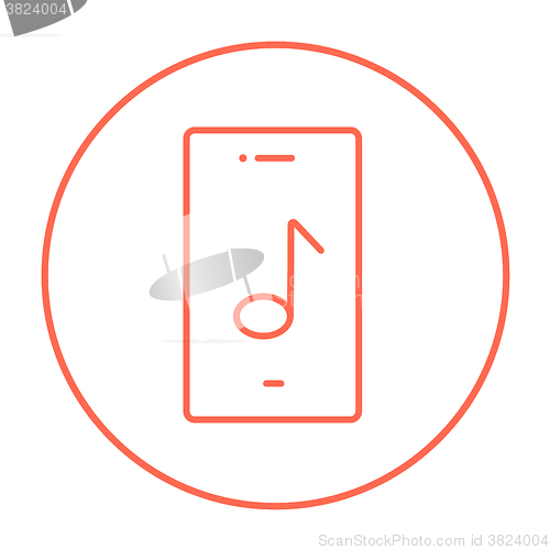 Image of Phone with musical note line icon.