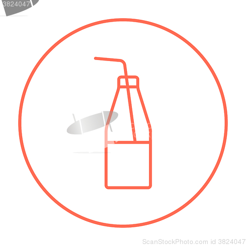 Image of Glass bottle with drinking straw line icon.