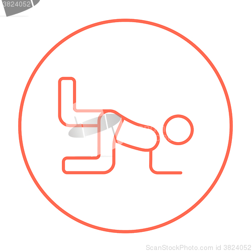 Image of Man exercising buttocks line icon.