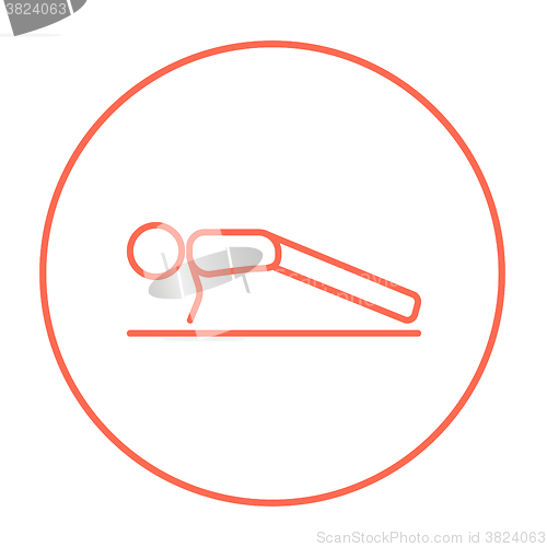 Image of Man making push ups line icon.