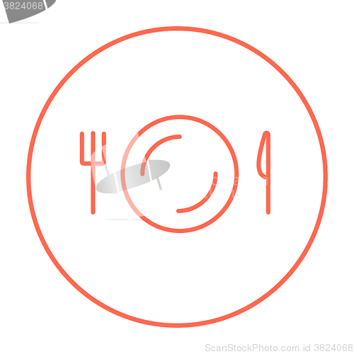 Image of Plate with cutlery line icon.