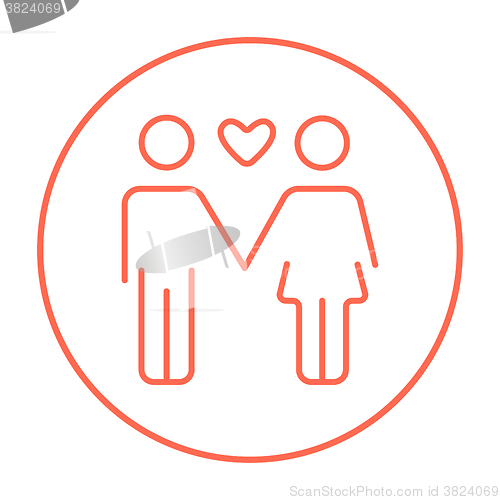 Image of Couple in love line icon.