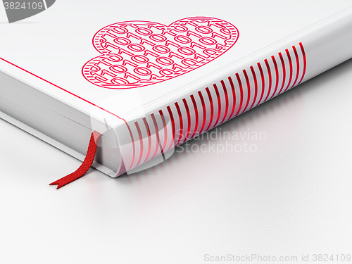 Image of Cloud networking concept: closed book, Cloud With Code on white background