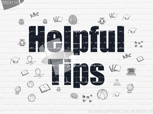 Image of Education concept: Helpful Tips on wall background