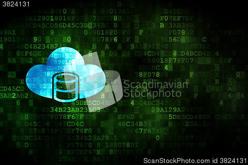 Image of Cloud networking concept: Database With Cloud on digital background