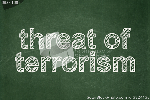 Image of Politics concept: Threat Of Terrorism on chalkboard background