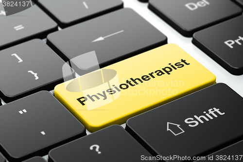 Image of Healthcare concept: Physiotherapist on computer keyboard background